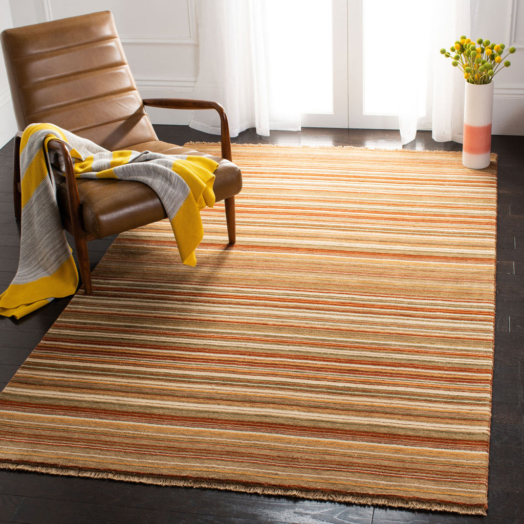 Rust Colored Striped Rug | Wool Area Rug Up to 9x12 | Rugs Done Right